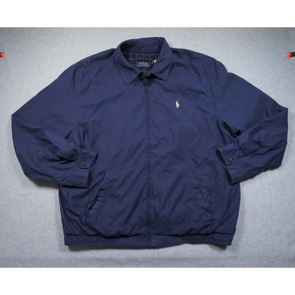 Polo Ralph Lauren Jacket Mens 2XL XXL Blue Full Zip Collared Preppy Casual
